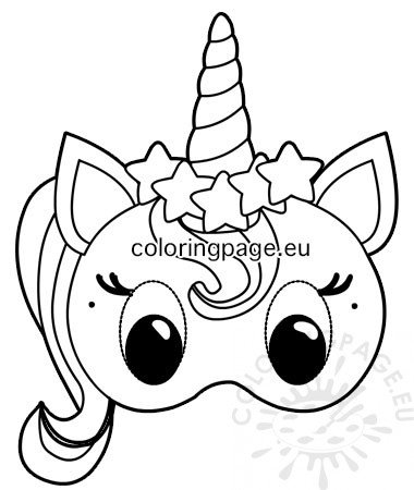 Unicorn paper mask template – Coloring Page