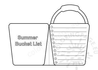 Summer Bucket List For Kids Printable Coloring Page