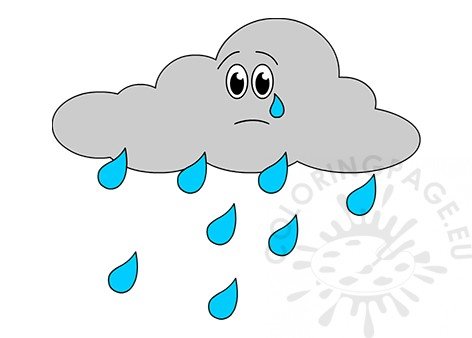 Sad Rain Cloud Free Clipart Coloring Page