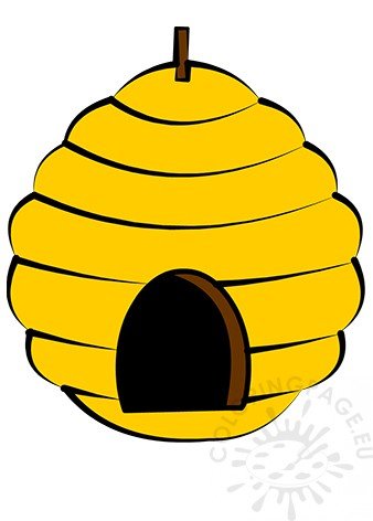 Yellow cartoon beehive – Coloring Page