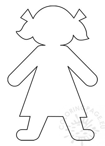 Little Girl Paper Doll template Coloring Page