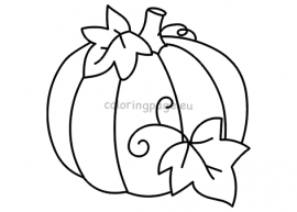 Pumpkin with leaves template – Coloring Page