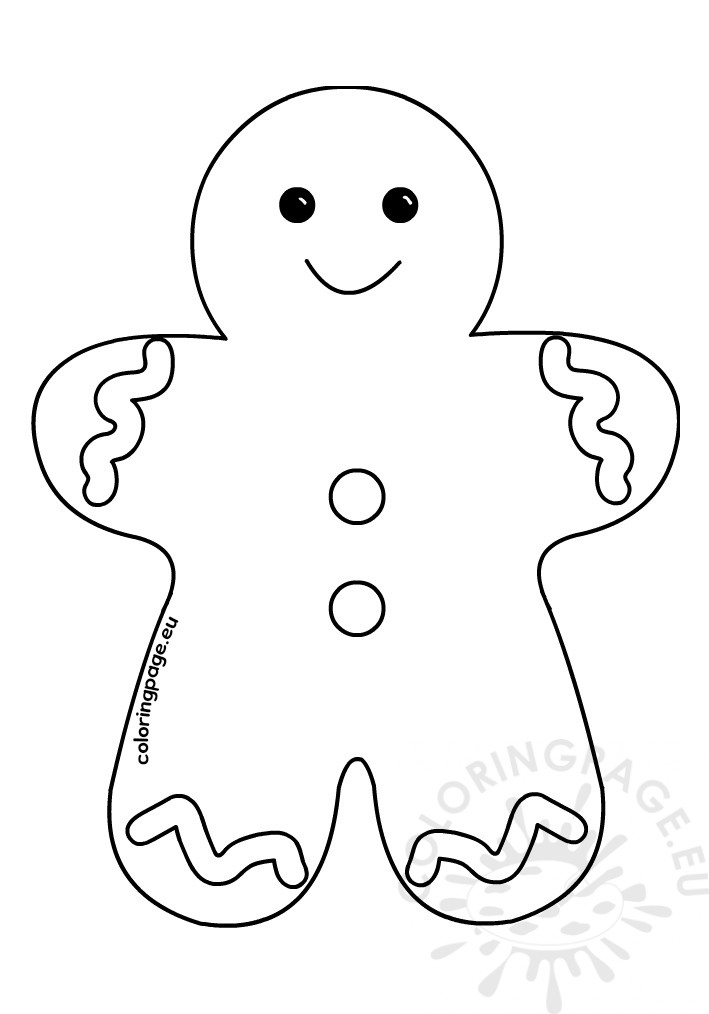 Christmas Gingerbread Man Template – Coloring Page