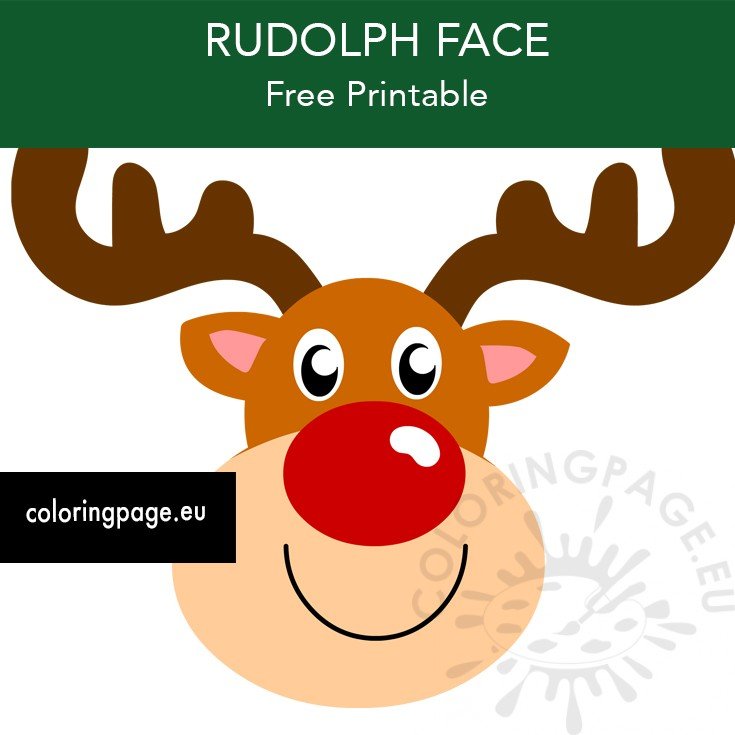 Rudolph Face Free Printable Coloring Page