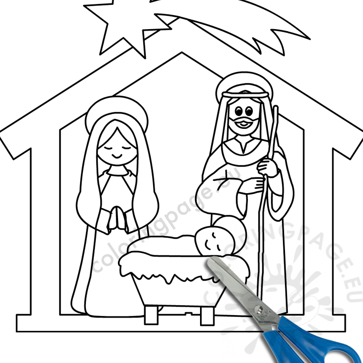 Christmas Nativity Scene Template Coloring Page