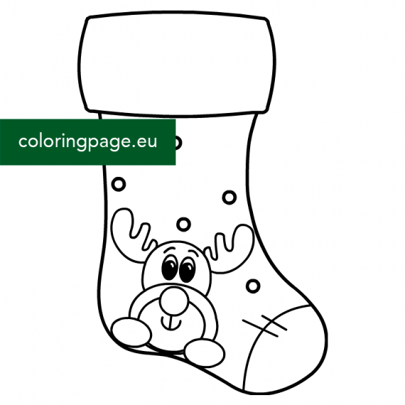 Christmas Stocking with Reindeer printable – Coloring Page