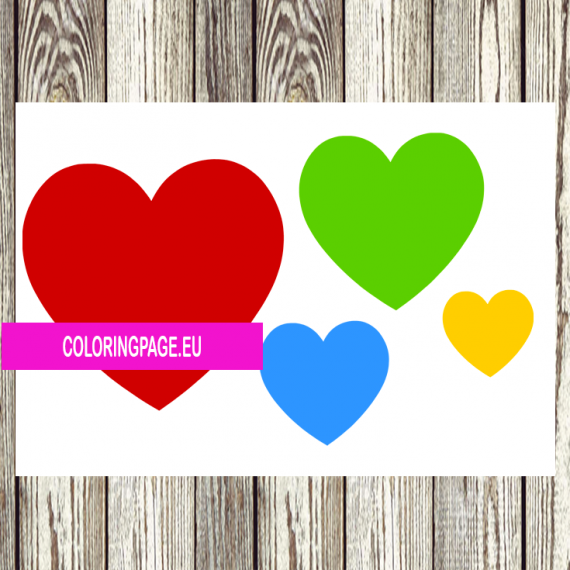 Cartoon colorful hearts printable – Coloring Page