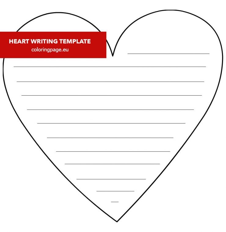 Heart Writing Template Coloring Page