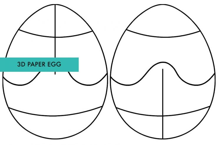 3D paper Easter egg template Coloring Page