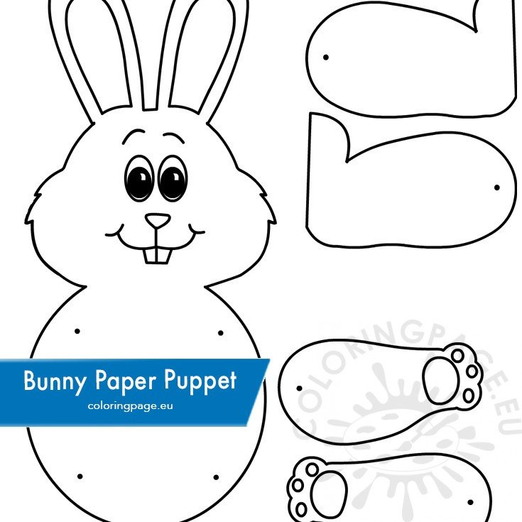 Easter Bunny Paper Puppet template – Coloring Page