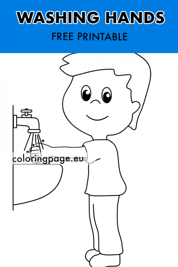 Boy Washing Hands printable – Coloring Page