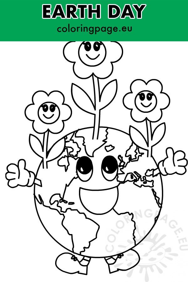 Smiling Planet Earth Coloring Sheet – Coloring Page