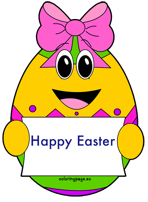 Colored Easter Egg Cartoon Mascot – Coloring Page