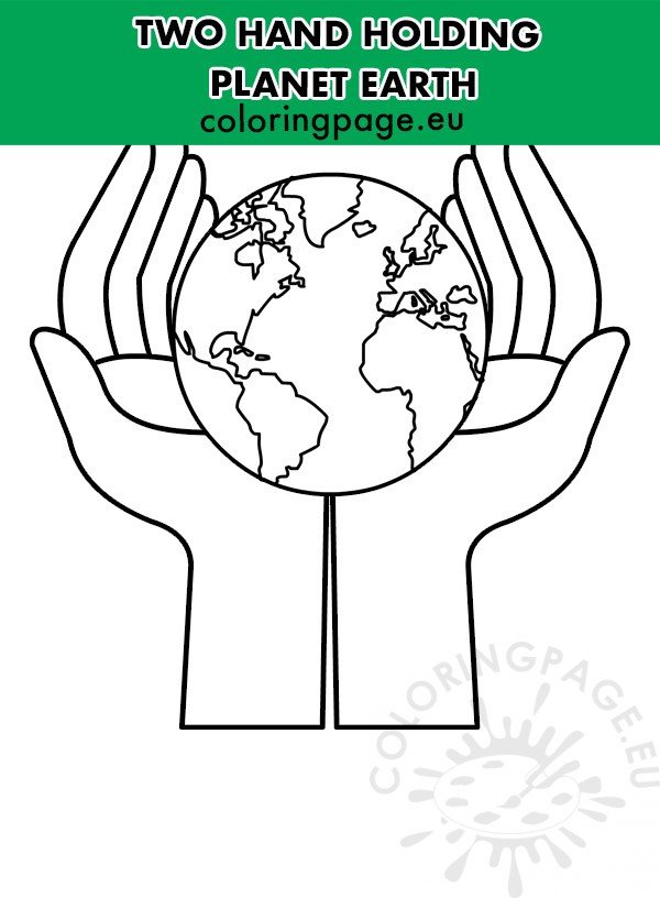 Two Hand Holding Planet Earth Coloring Page