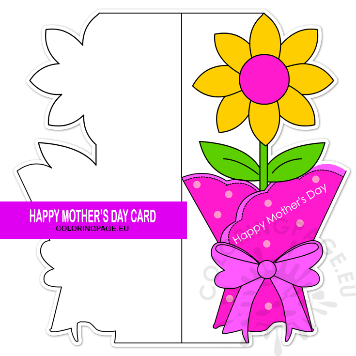 Printable Mother s Day Flower Card Coloring Page