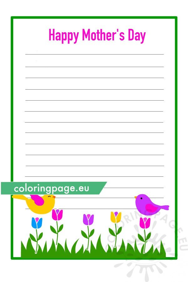 Mother s Day Writing Paper Printable Coloring Page