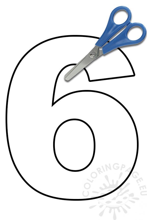 Printable Number 6 template - Coloring Page