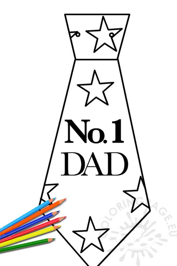 Fathers Day Card Template Tie â€“ Coloring Page