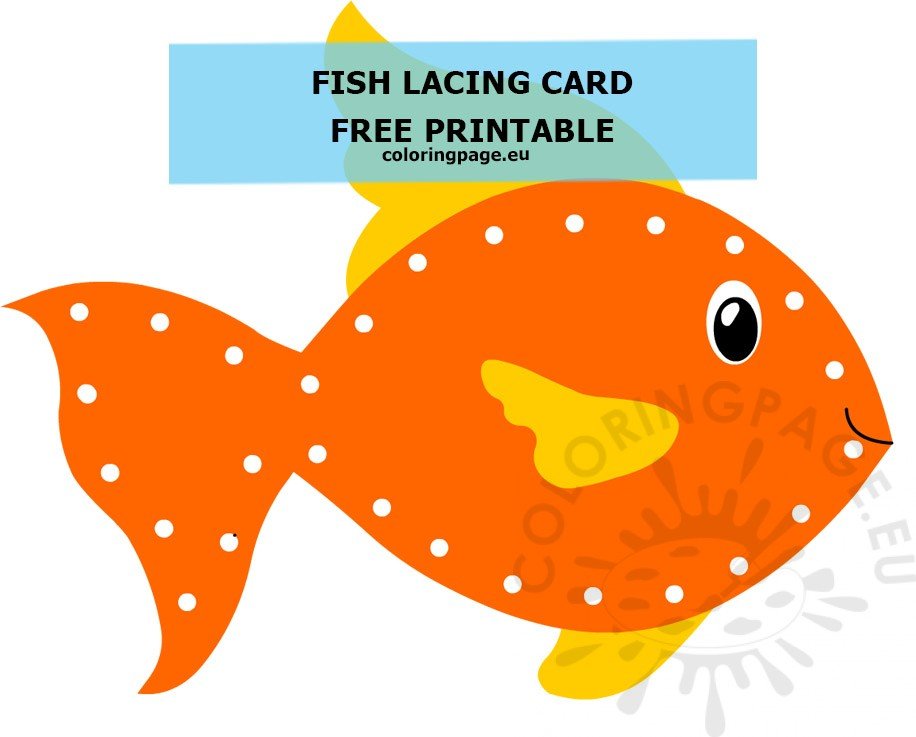 Fish Lacing Card for kids – Coloring Page