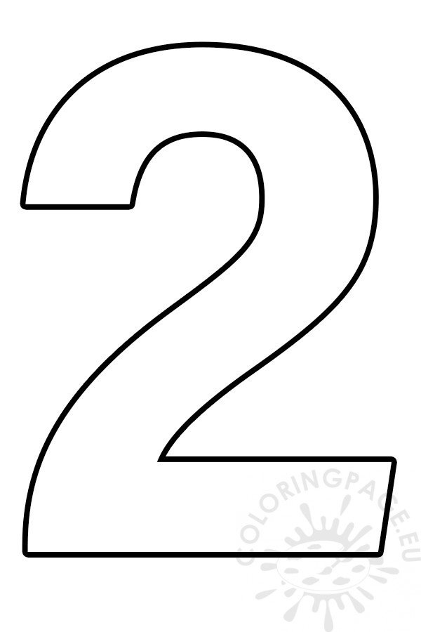 Free printable Number 2 template – Coloring Page