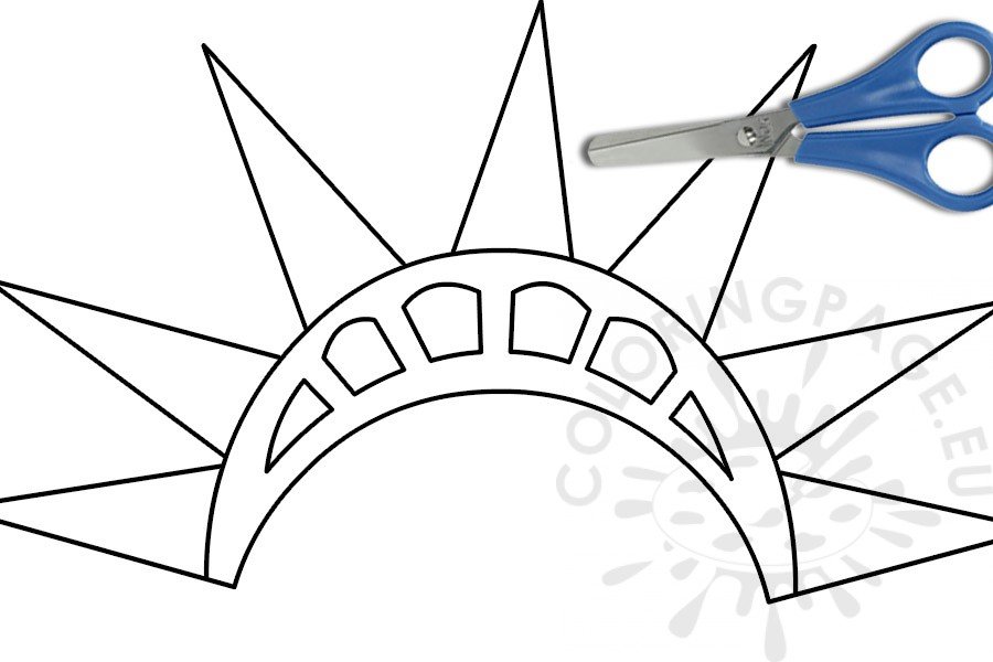 Patriotic 4th of July Crown template Coloring Page