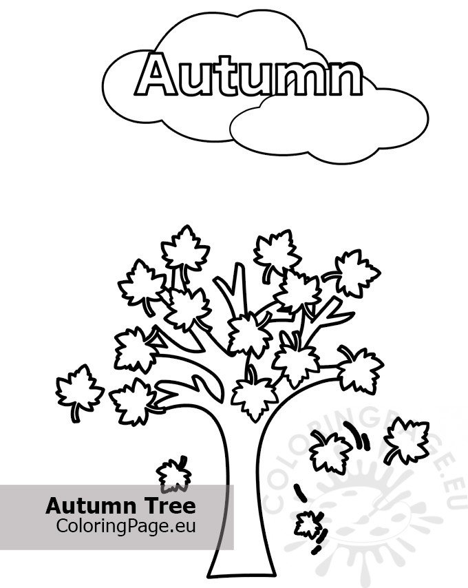 Fall leaves tree autumn – Coloring Page