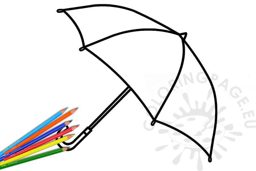 Printable Rain umbrella outline – Coloring Page