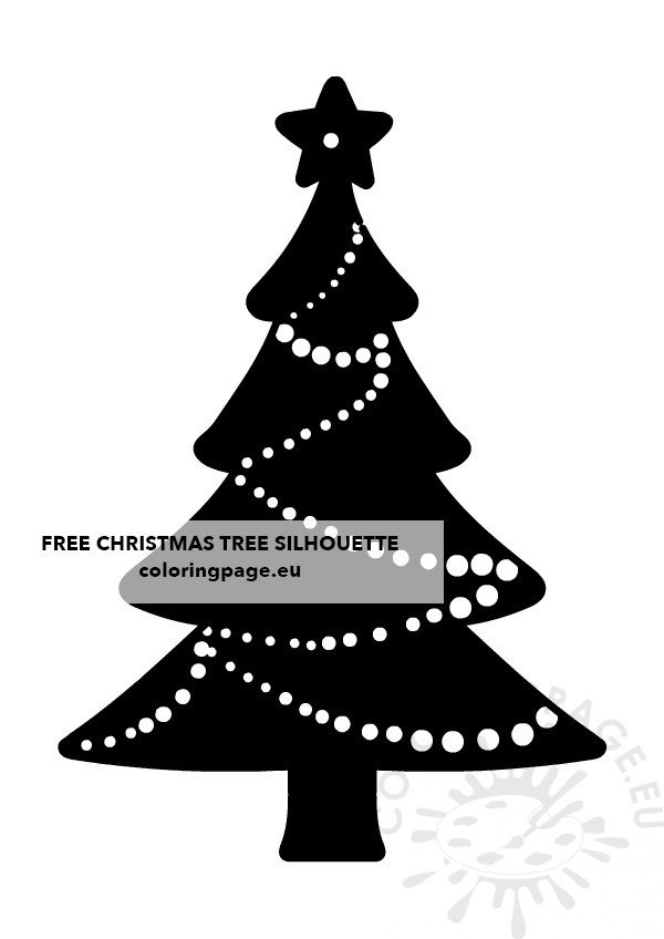 Black Christmas Tree Silhouette – Coloring Page