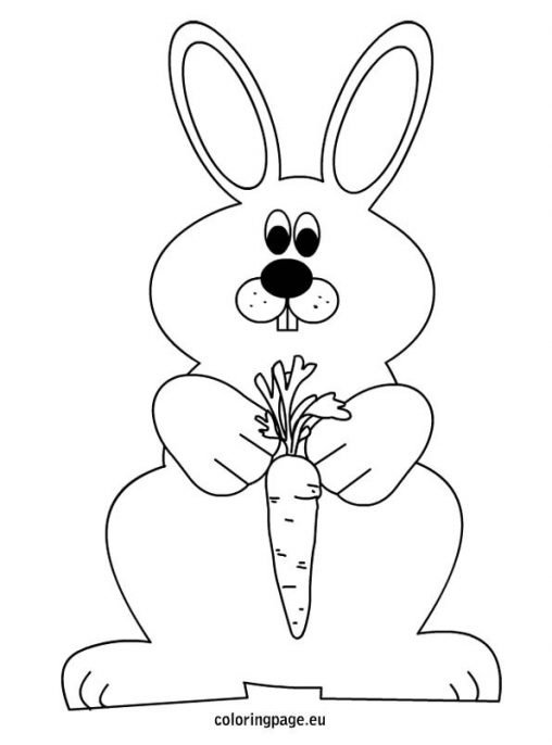 Easter - Rabbit with a carrot | Coloring Page