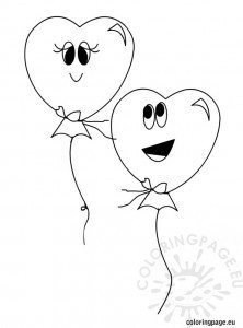 Two heart balloons coloring page – Coloring Page