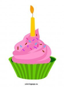 Cupcake with candle | Coloring Page