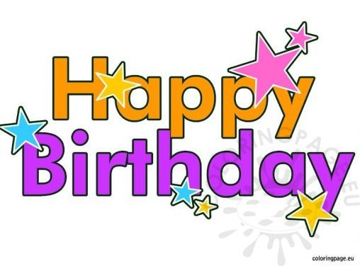 Happy Birthday with stars – Coloring Page