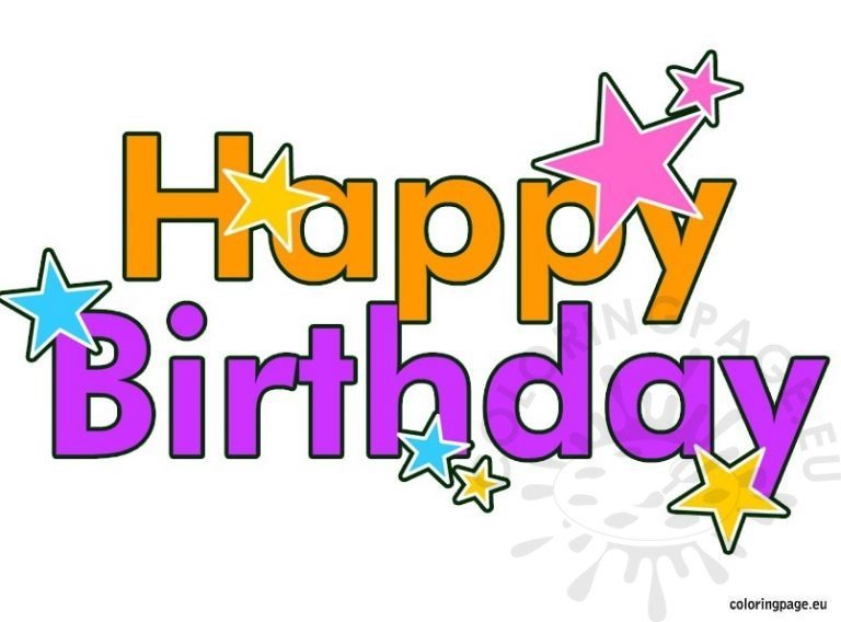 Happy Birthday with stars | Coloring Page