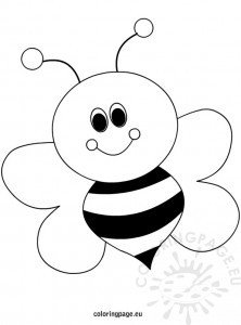 Happy little bee cartoon | Coloring Page