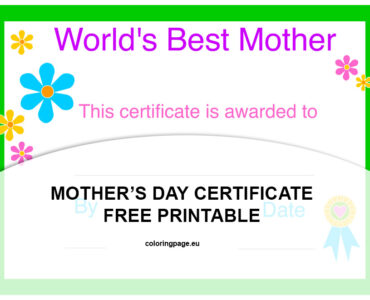 printable mothers day certificate