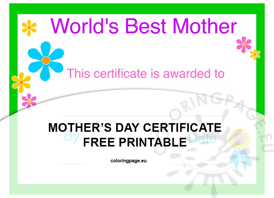 printable mothers day certificate