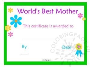 Mother's Day Certificate | Coloring Page