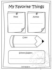 Memory Book - My favorite things coloring page | Coloring Page