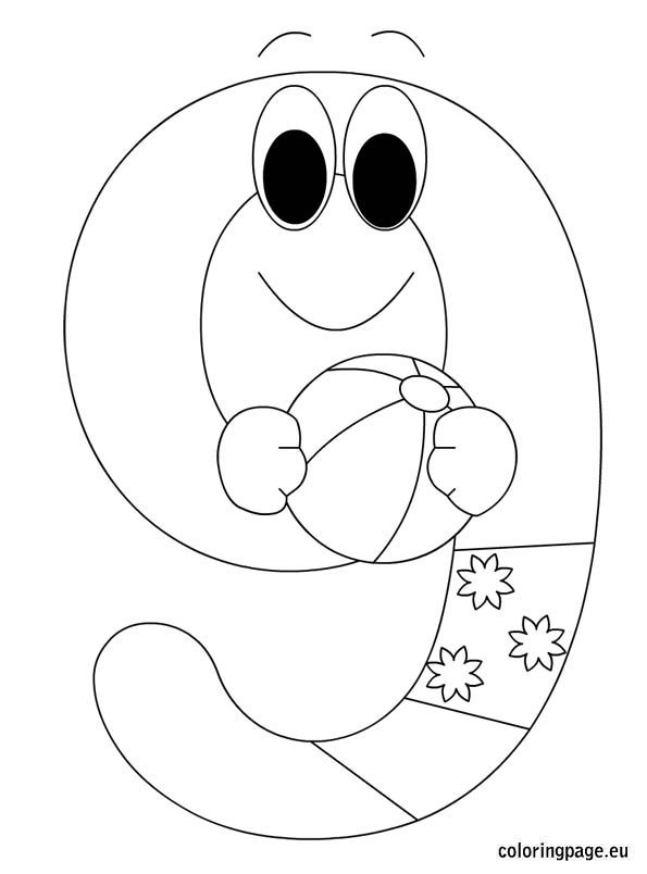 number nine coloring page