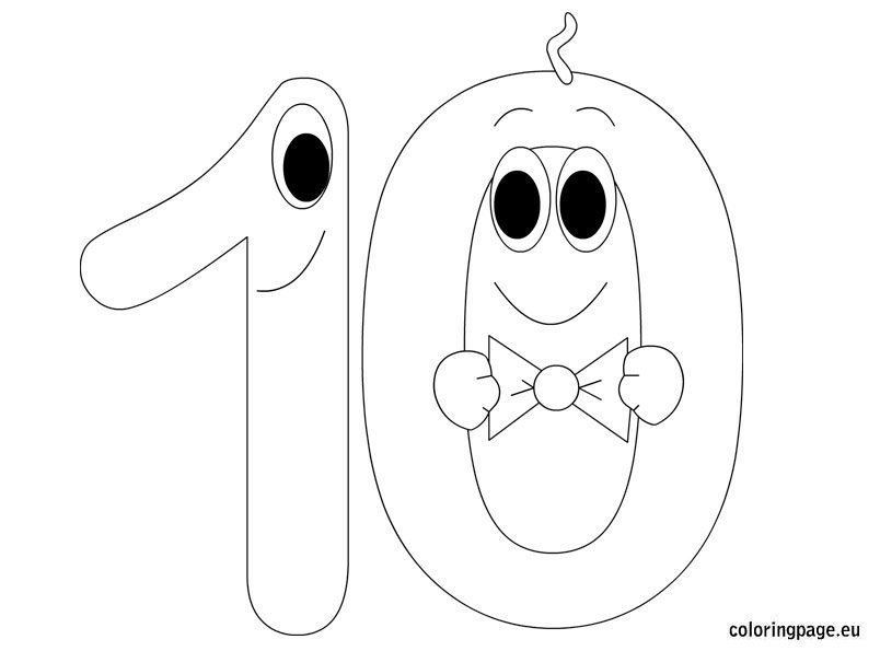 number ten coloring page