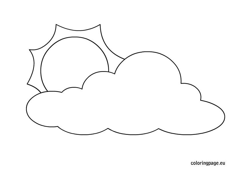 Cloudy With Sun – Coloring Page