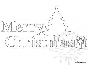 Merry Christmas Text Black and White | Coloring Page