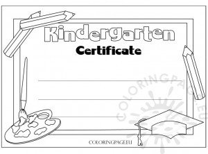 Kindergarten Certificate | Coloring Page