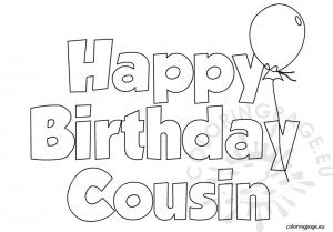 Happy Birthday Cousin balloon | Coloring Page