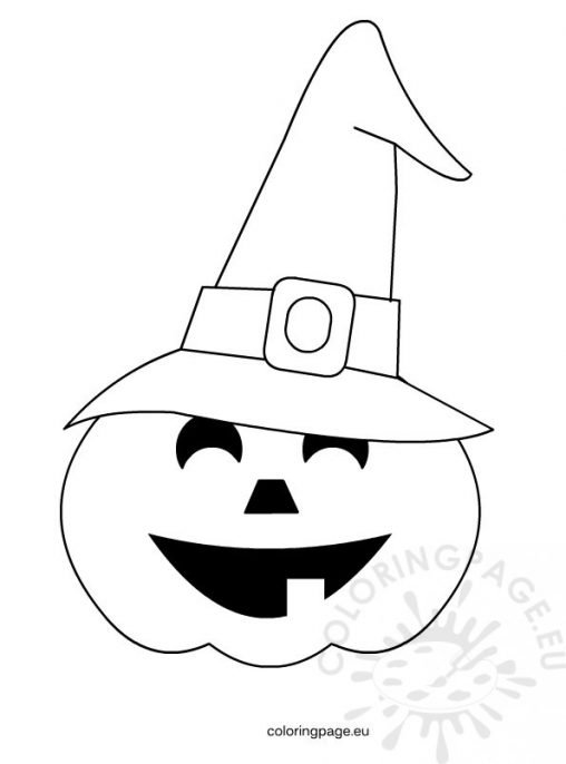 Halloween Pumpkin With Hat | Coloring Page