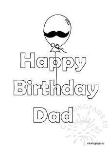 Happy Birthday Dad balloon | Coloring Page