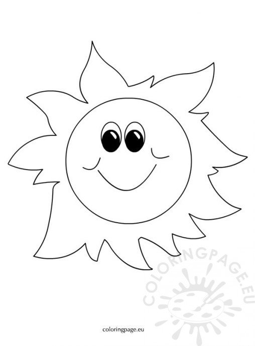 Spring Happy Sun Cartoon | Coloring Page