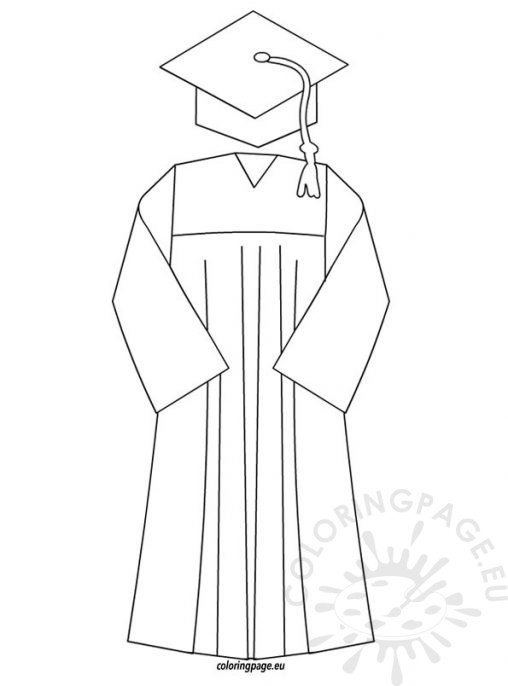 Graduation cap and gown template | Coloring Page