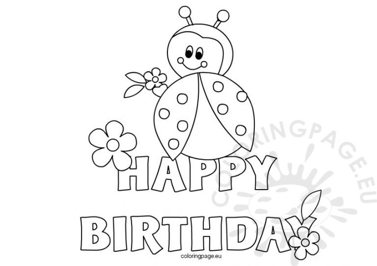 Ladybug Happy Birthday coloring sheet | Coloring Page