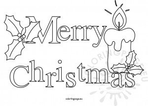 Merry christmas text black and white | Coloring Page